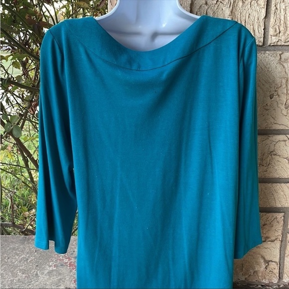 Turquoise Tunic Top Flowy Flow Size Large Casual Career work Blouse - Picture 7 of 12